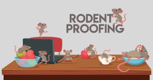 Cartoon rats eating food and chewing on electronics.