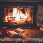 Fireplace with a book and logs - keep pests away from your home with Arrow Exterminating Company in NY