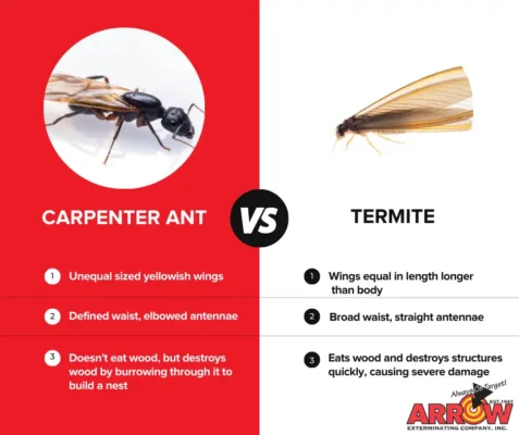 Carpenter ant vs termite - keep pests away from your home with Arrow Exterminating Company in NY