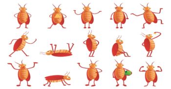 Cartoon cockroaches posing
