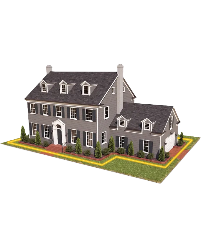 3D graphic of a gray residential home