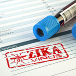 Blood test sample with Zika virus stamp.